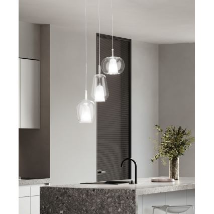 Ondaluce - Hanglamp met snoer THELMA 1xE27/15W/230V pr. 25 cm goudkleurig/helder