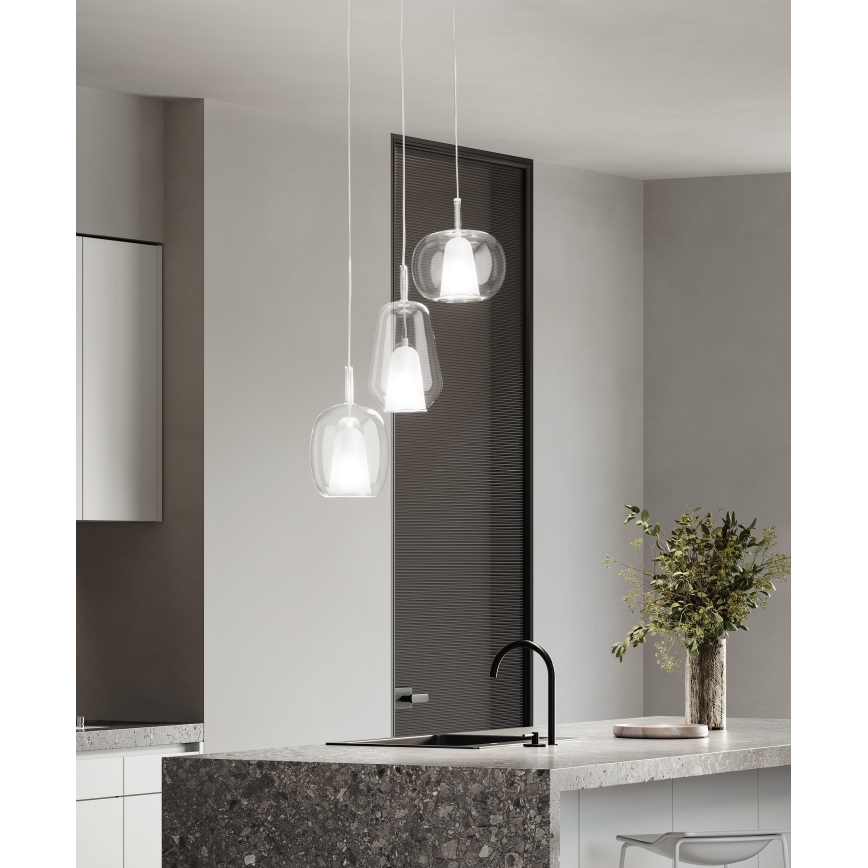Ondaluce - Hanglamp met snoer THELMA 1xE27/15W/230V pr. 25 cm goudkleurig/helder