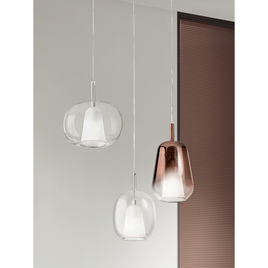 Ondaluce - Hanglamp met snoer THELMA 1xE27/15W/230V pr. 25 cm goudkleurig/helder