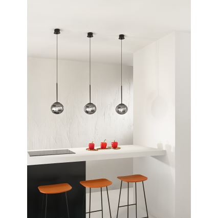 Ondaluce - JEWEL hanglamp aan snoer 1xE14/10W/230V Ø 17 cm zwart/rookzwart