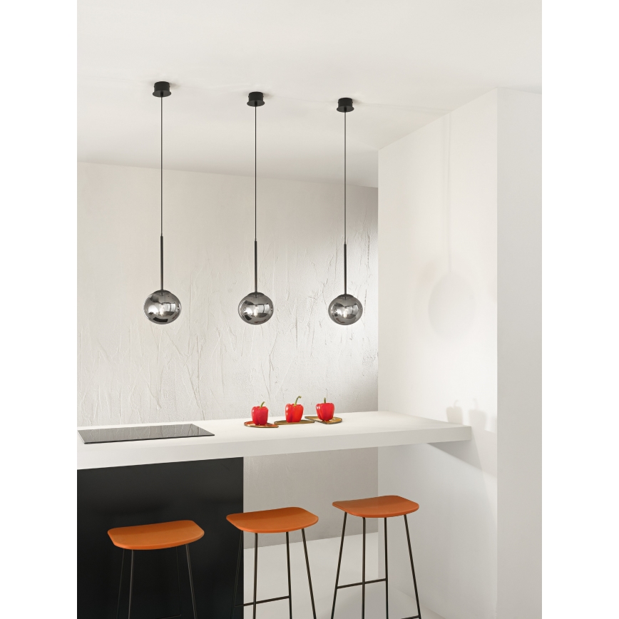 Ondaluce - JEWEL hanglamp aan snoer 1xE14/10W/230V Ø 17 cm zwart/rookzwart