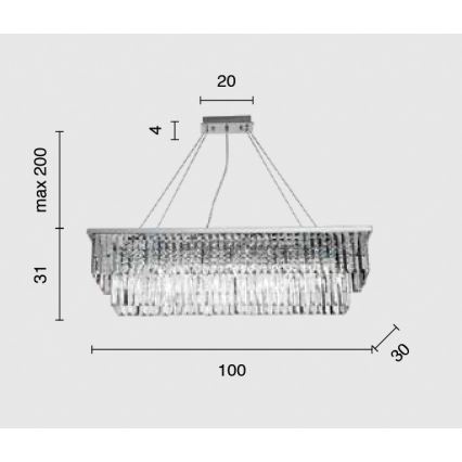 Ondaluce - Kristallen kroonluchter aan snoer DAIQUIRI 8xE14/10W/230V glanzend chroom