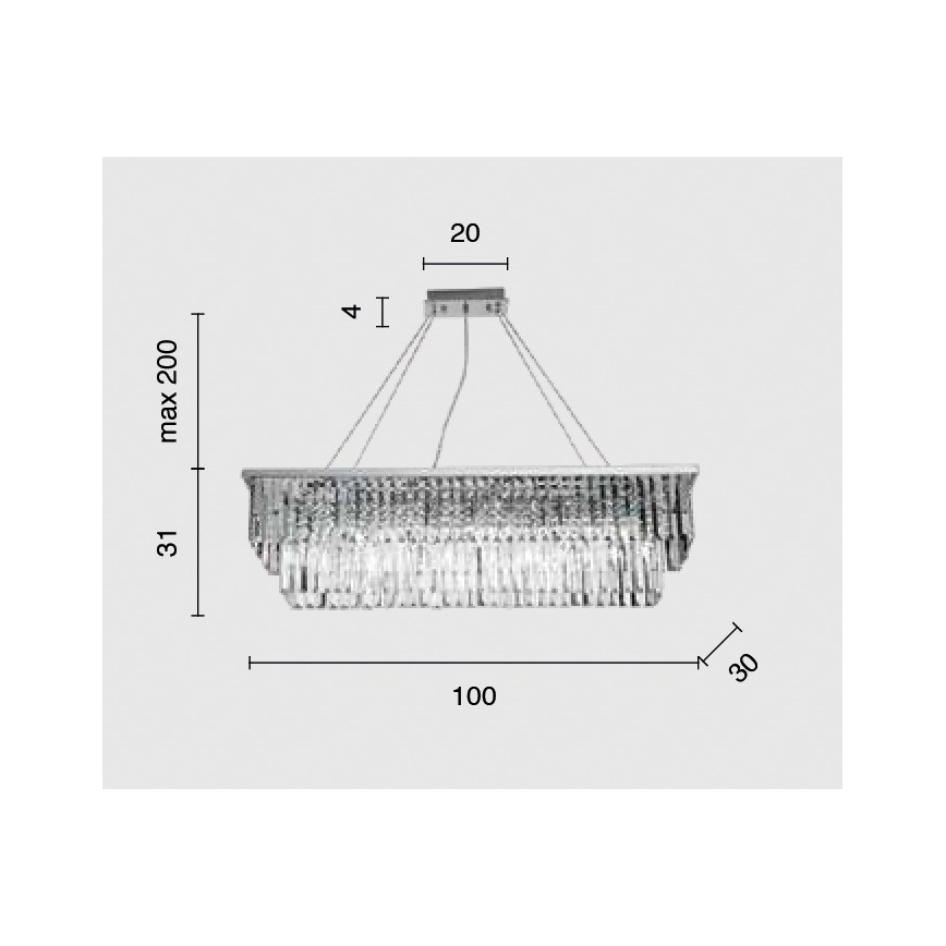 Ondaluce - Kristallen kroonluchter aan snoer DAIQUIRI 8xE14/10W/230V glanzend chroom