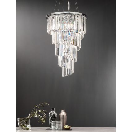 Ondaluce - Kristallen kroonluchter met kabelophanging ALEXANDER 10xE14/10W/230V Ø 50 cm glanzend chroom