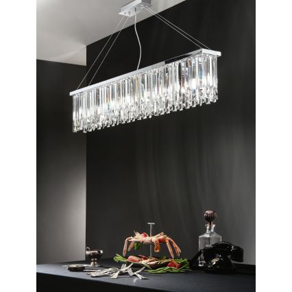 Ondaluce - Kristallen kroonluchter met kabel BATIDA 8xE14/10W/230V glanzend chroom