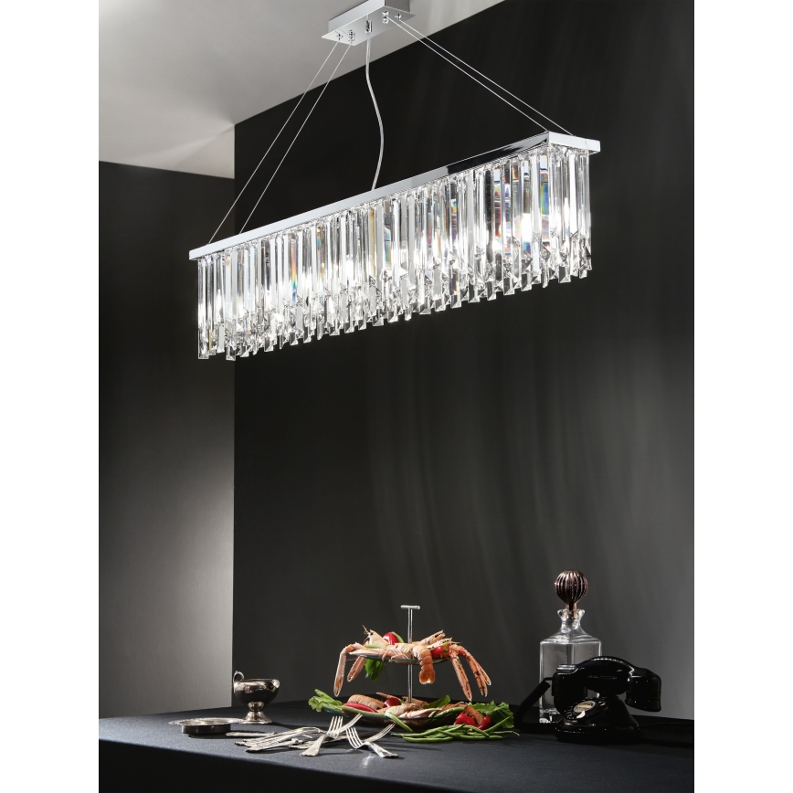Ondaluce - Kristallen kroonluchter met kabel BATIDA 8xE14/10W/230V glanzend chroom