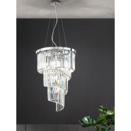 Ondaluce - Kristallen kroonluchter met kabel ALEXANDER 7xE14/10W/230V Ø 40 cm glanzend chroom/helder
