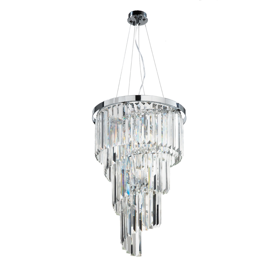 Ondaluce - Kristallen kroonluchter met kabelophanging ALEXANDER 7xE14/10W/230V Ø 40 cm glanzend chroom