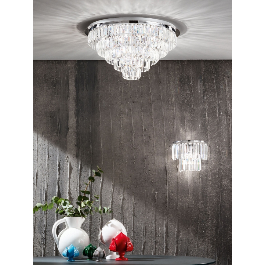 Ondaluce - Kristallen plafondlamp CASTLE 12xG9/7W/230V Ø 60 cm glanzend chroom