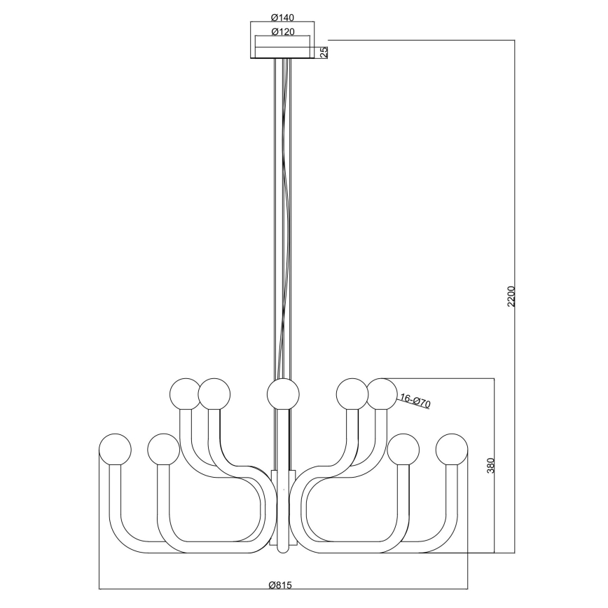 Ondaluce - Kroonluchter aan kabel DERBY 16xG9/7W/230V Ø 81,5 cm goudkleurig