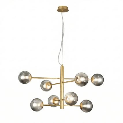 Ondaluce - Kroonluchter aan kabel ELISEO 8xE14/10W/230V Ø 97 cm goud/rookbeige