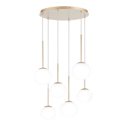 Ondaluce - Kroonluchter aan kabel JEWEL 6xE14/10W/230V Ø 55 cm goud/wit