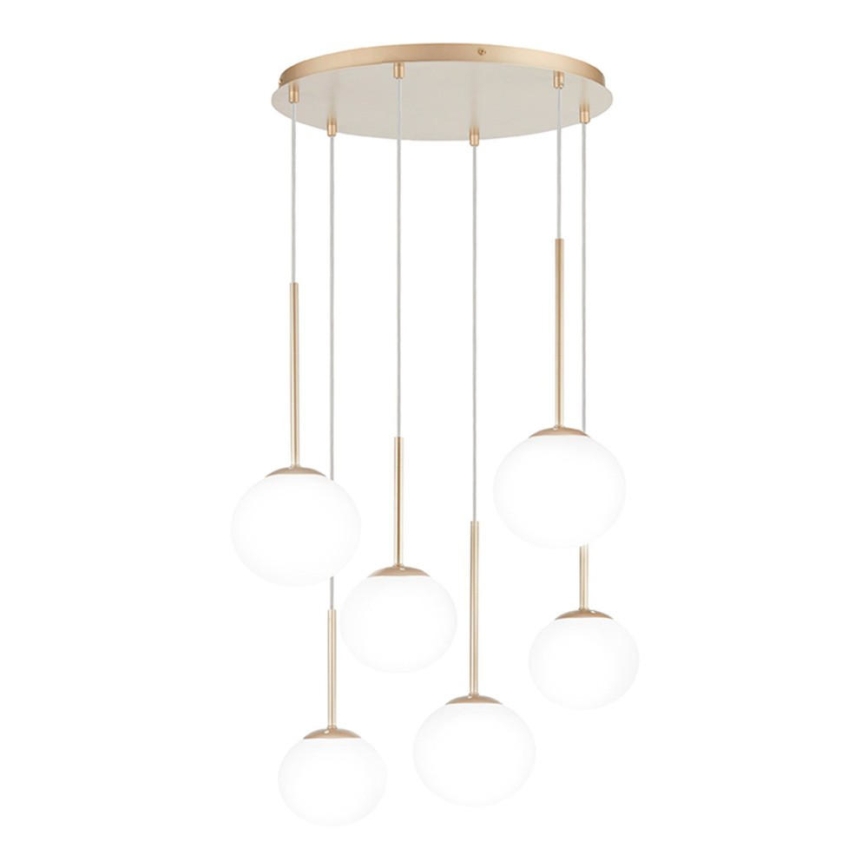 Ondaluce - Kroonluchter aan kabel JEWEL 6xE14/10W/230V Ø 55 cm goud/wit