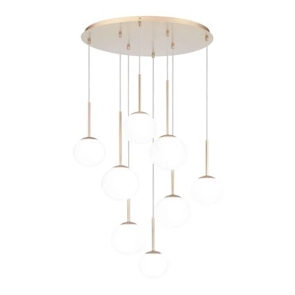 Ondaluce - Kroonluchter aan kabel JEWEL 8xE14/10W/230V Ø 70 cm goud/wit
