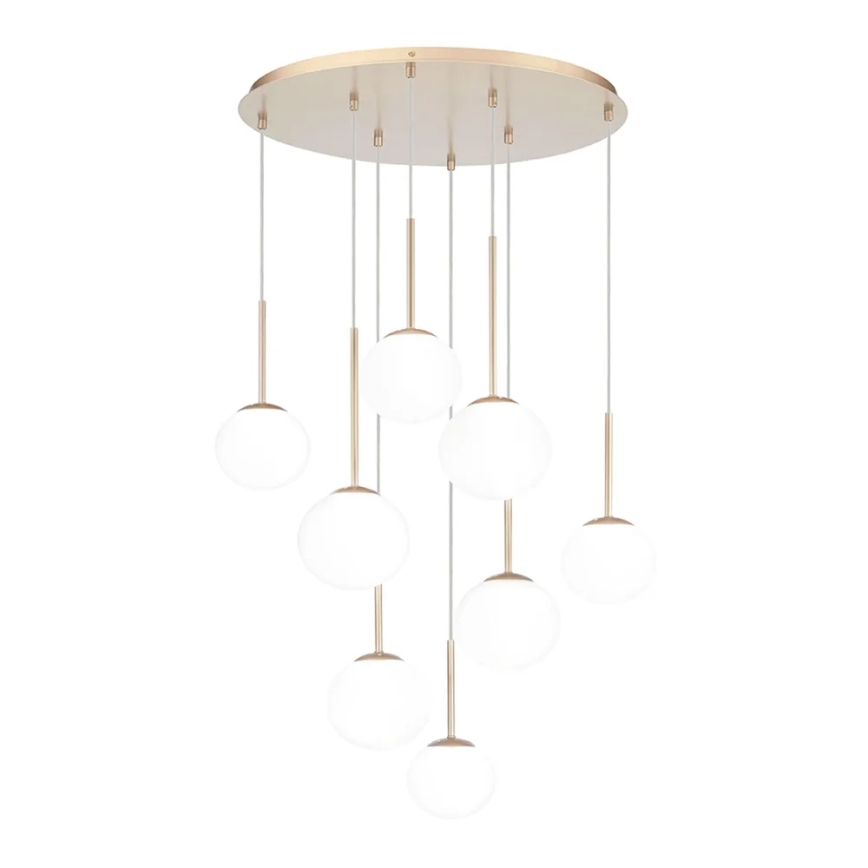 Ondaluce - Kroonluchter aan kabel JEWEL 8xE14/10W/230V Ø 70 cm goud/wit