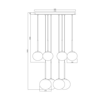 Ondaluce - Kroonluchter aan kabel JEWEL 8xE14/10W/230V Ø 70 cm goud/wit