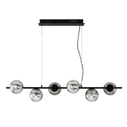 Ondaluce - kroonluchter aan kabel MONILE 6xE14/10W/230V zwart/rookzwart
