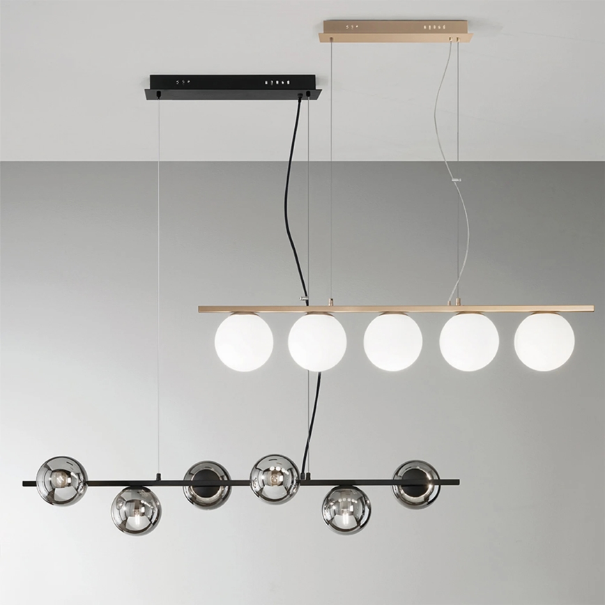 Ondaluce - kroonluchter aan kabel MONILE 6xE14/10W/230V zwart/rookzwart