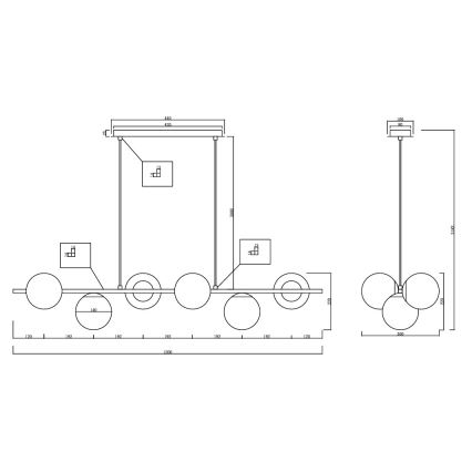 Ondaluce - kroonluchter aan kabel MONILE 6xE14/10W/230V zwart/rookzwart