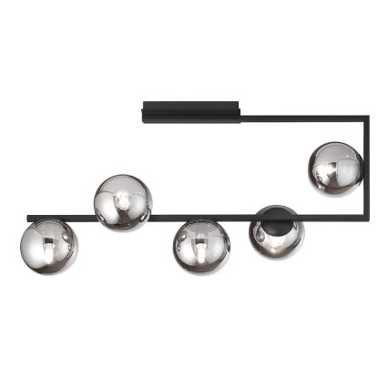 Ondaluce - Kroonluchter met staaf MONILE 5xE14/10W/230V zwart/rookzwart