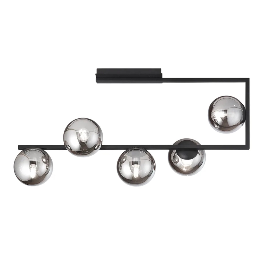 Ondaluce - Kroonluchter met staaf MONILE 5xE14/10W/230V zwart/rookzwart