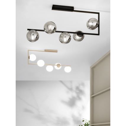 Ondaluce - Kroonluchter met staaf MONILE 5xE14/10W/230V zwart/rookzwart