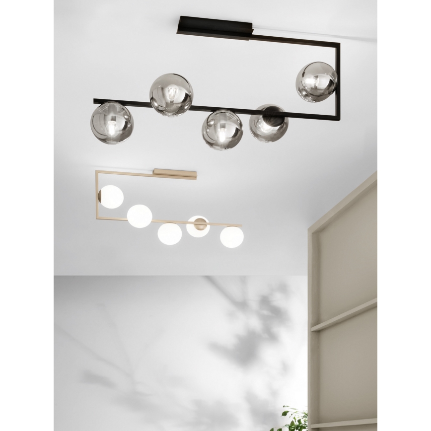 Ondaluce - Kroonluchter met staaf MONILE 5xE14/10W/230V zwart/rookzwart