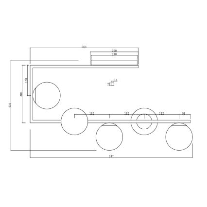 Ondaluce - Kroonluchter met staaf MONILE 5xE14/10W/230V zwart/rookzwart