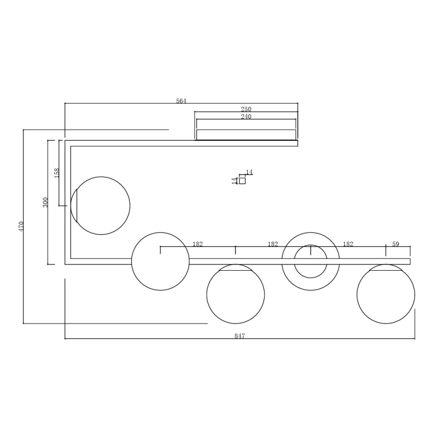 Ondaluce - Kroonluchter met staaf MONILE 5xE14/10W/230V zwart/rookzwart
