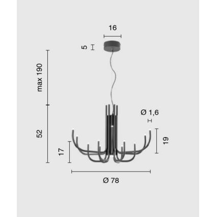 Ondaluce - LED dimbare hanglamp aan kabel NOUVEAU LED/35W/230V Ø 78 cm goud