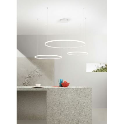 Ondaluce - dimbare LED-hanglamp aan kabel SOEL LED/28W/230V + LED/38W + LED/47W Ø 100/80/60 cm wit