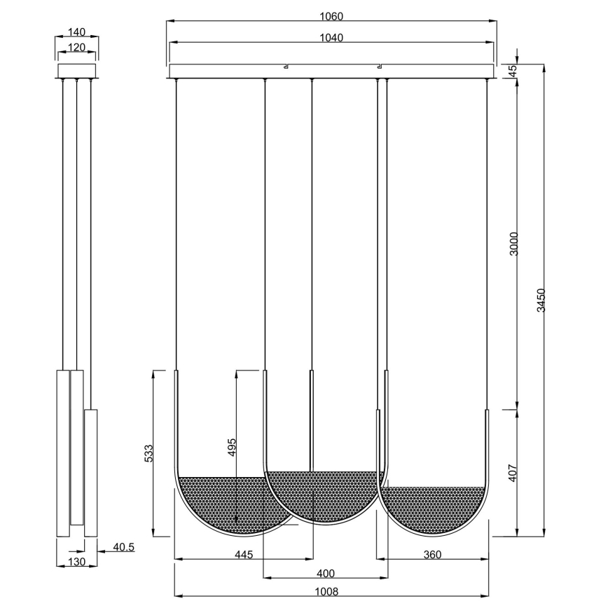 Ondaluce - LED-dimbare hanglamp aan snoer LOTUS LED/70W/230V goud