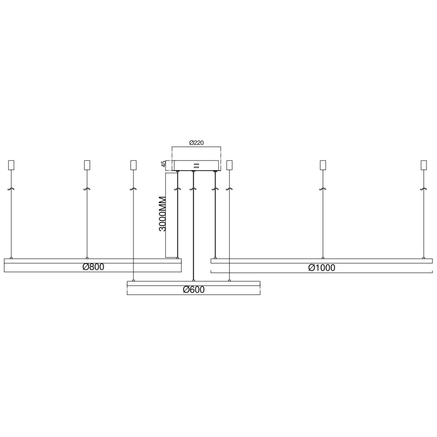 Ondaluce - LED-dimbare hanglamp met kabel SOEL LED/28W/230V + LED/38W + LED/47W Ø 100/80/60 cm goudkleurig