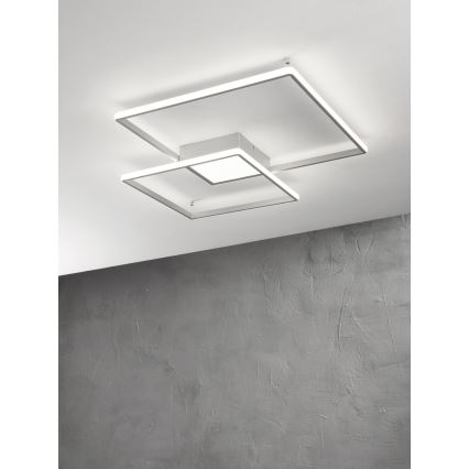 Ondaluce - LED dimbare plafondlamp DOWEL LED/46W/230V 55x55 cm zilver