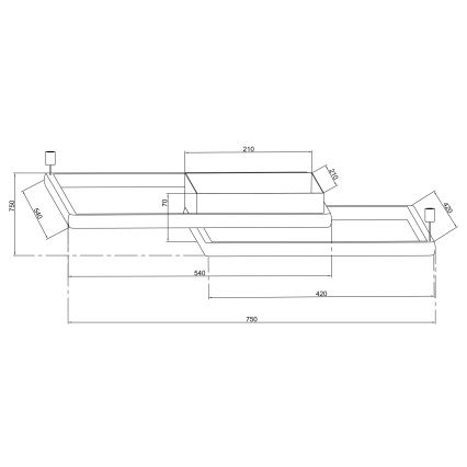 Ondaluce - LED dimbare plafondlamp DOWEL LED/60W/230V 75x75 cm zilverkleurig