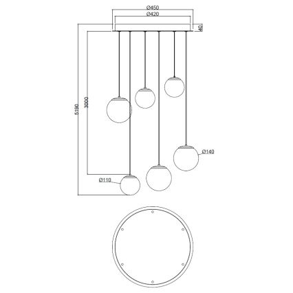 Ondaluce - LED-hanglamp aan kabel SANTOS LED/48W/230V Ø 45 cm goud/wit