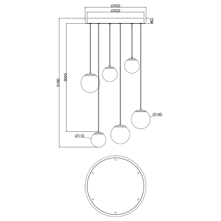 Ondaluce - LED-hanglamp aan kabel SANTOS LED/48W/230V Ø 45 cm goud/wit