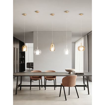 Ondaluce - THELMA hanglamp met kabel 1xE27/15W/230V Ø 19,5 cm goud/helder