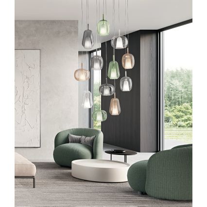 Ondaluce - THELMA hanglamp met kabel 1xE27/15W/230V Ø 19,5 cm goud/helder