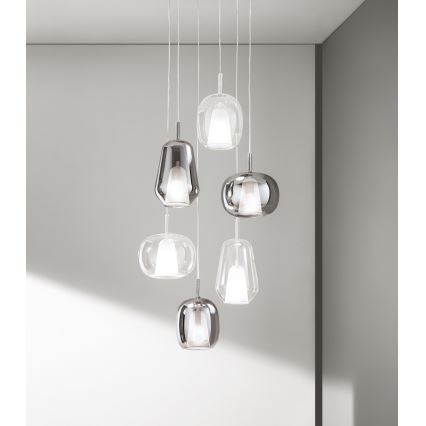 Ondaluce - THELMA hanglamp met kabel 1xE27/15W/230V Ø 19,5 cm goud/helder