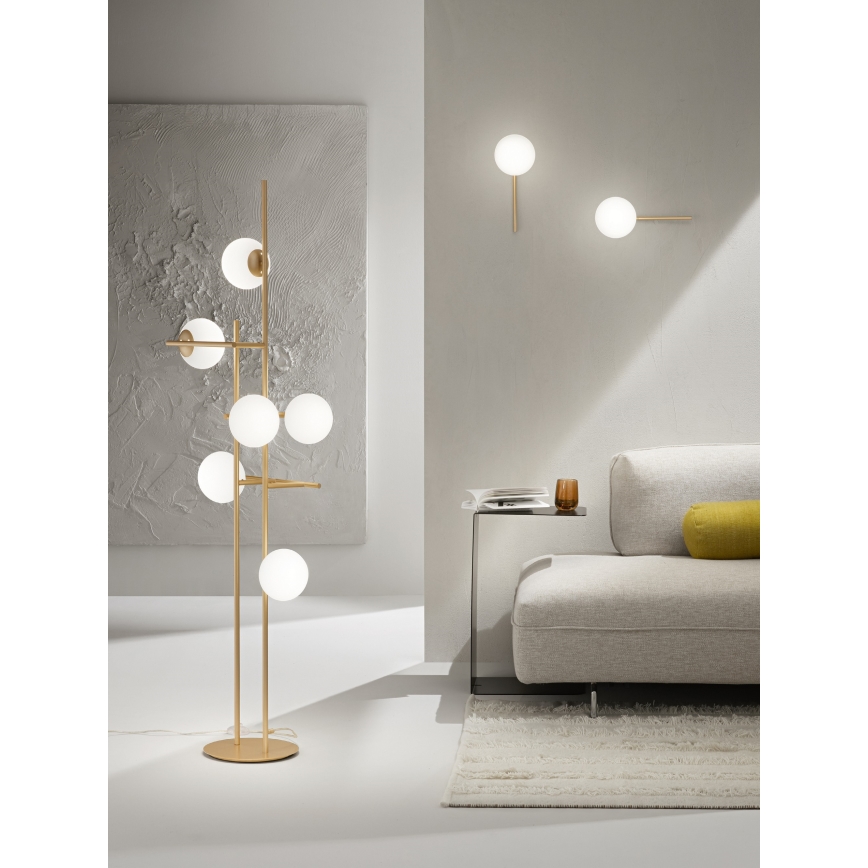 Ondaluce - Vloerlamp JEWEL 6xE14/10W/230V 166 cm goud/wit