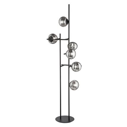 Ondaluce - Vloerlamp JEWEL 6xE14/10W/230V 166 cm zwart/rookzwart