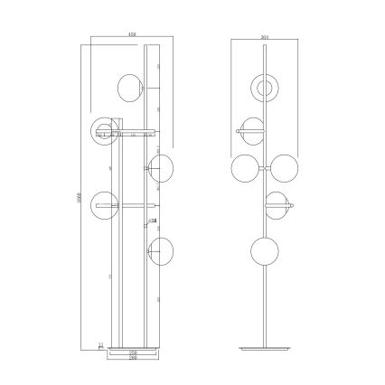 Ondaluce - Vloerlamp JEWEL 6xE14/10W/230V 166 cm zwart/rookzwart