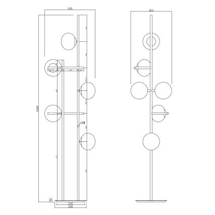 Ondaluce - Vloerlamp JEWEL 6xE14/10W/230V goud/wit
