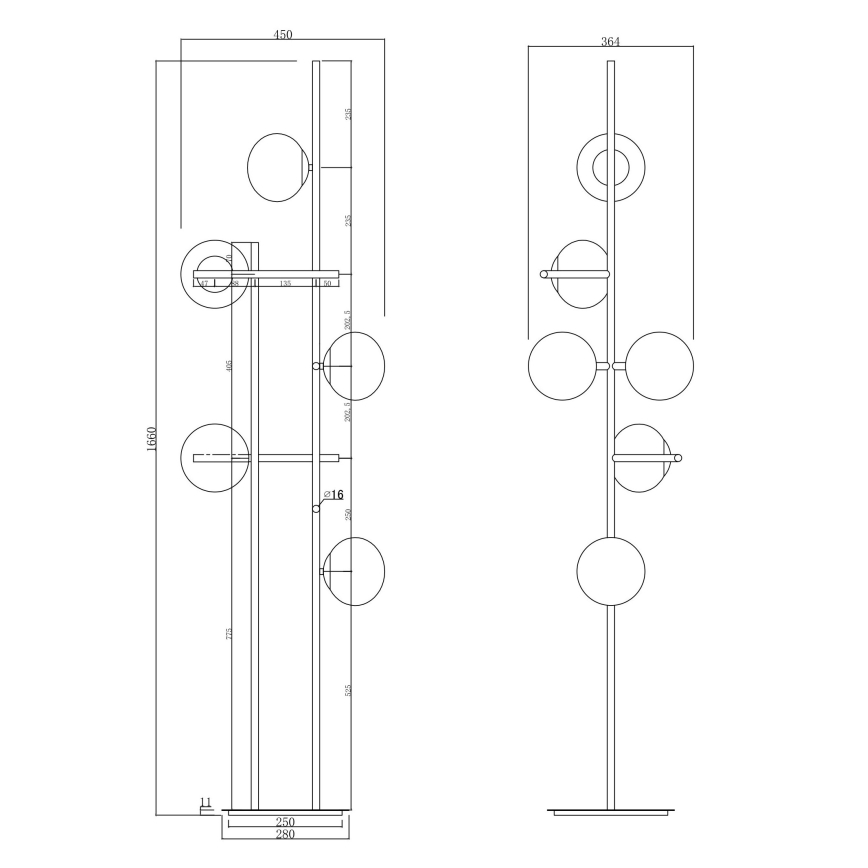 Ondaluce - Vloerlamp JEWEL 6xE14/10W/230V goud/wit