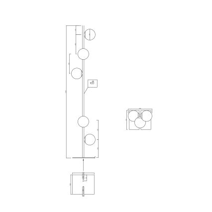 Ondaluce - Vloerlamp MONILE 5xE14/10W/230V goud/wit
