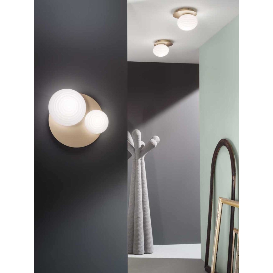 Ondaluce - Wandlamp TONDO 1xE14/10W/230V + 1xE27/15W goud/wit