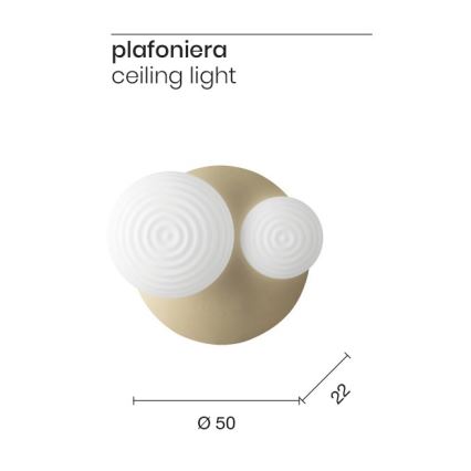 Ondaluce - Wandlamp TONDO 1xE14/10W/230V + 1xE27/15W goud/wit