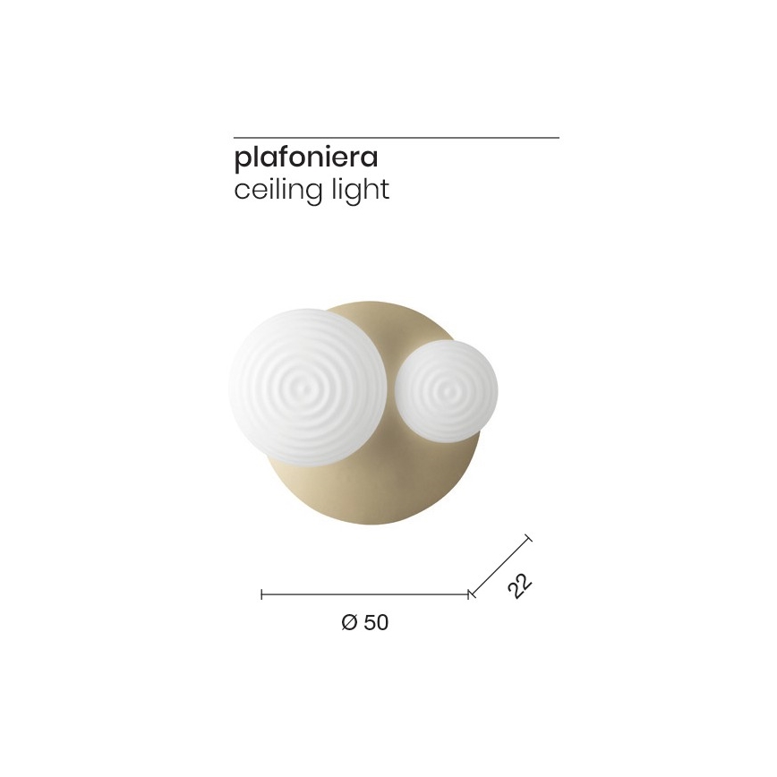 Ondaluce - Wandlamp TONDO 1xE14/10W/230V + 1xE27/15W goud/wit