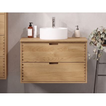Onderkast voor wastafel GRIBSKOV 100 cm beige/eik